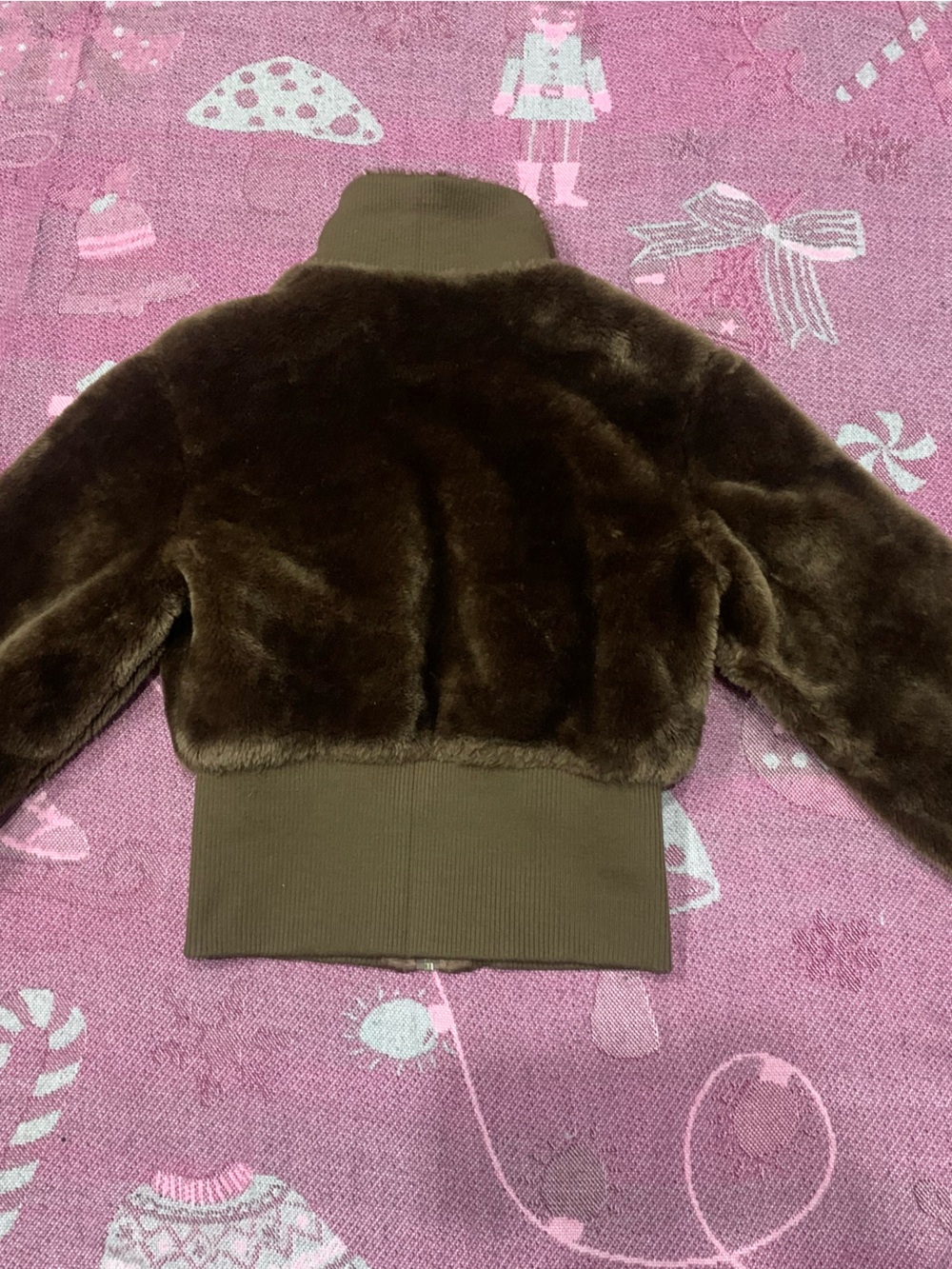 Brown Faux-Fur Bomber Jacket